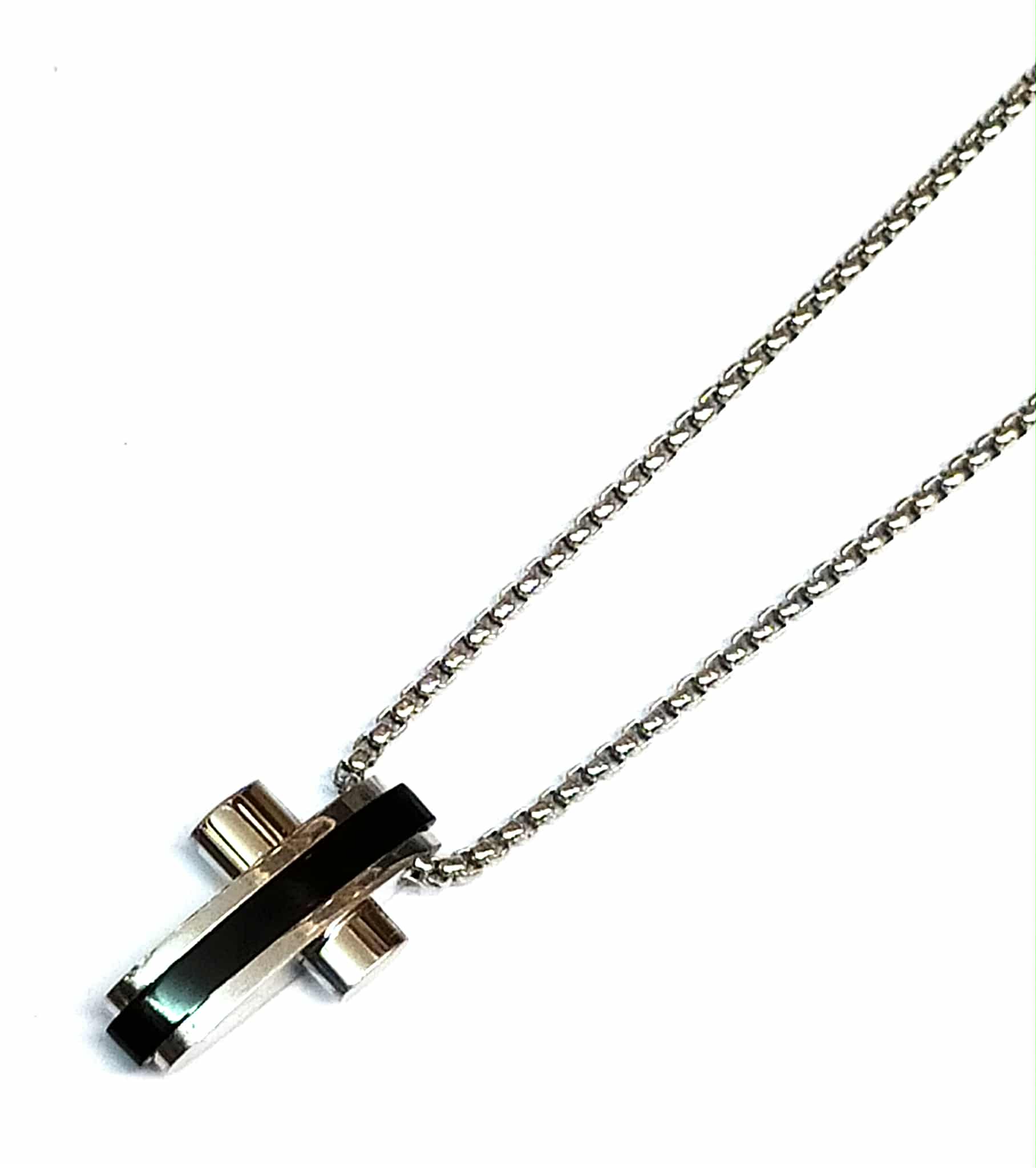 Ατσάλινος σταυρός με ατσάλινη αλυσίδα 50cm