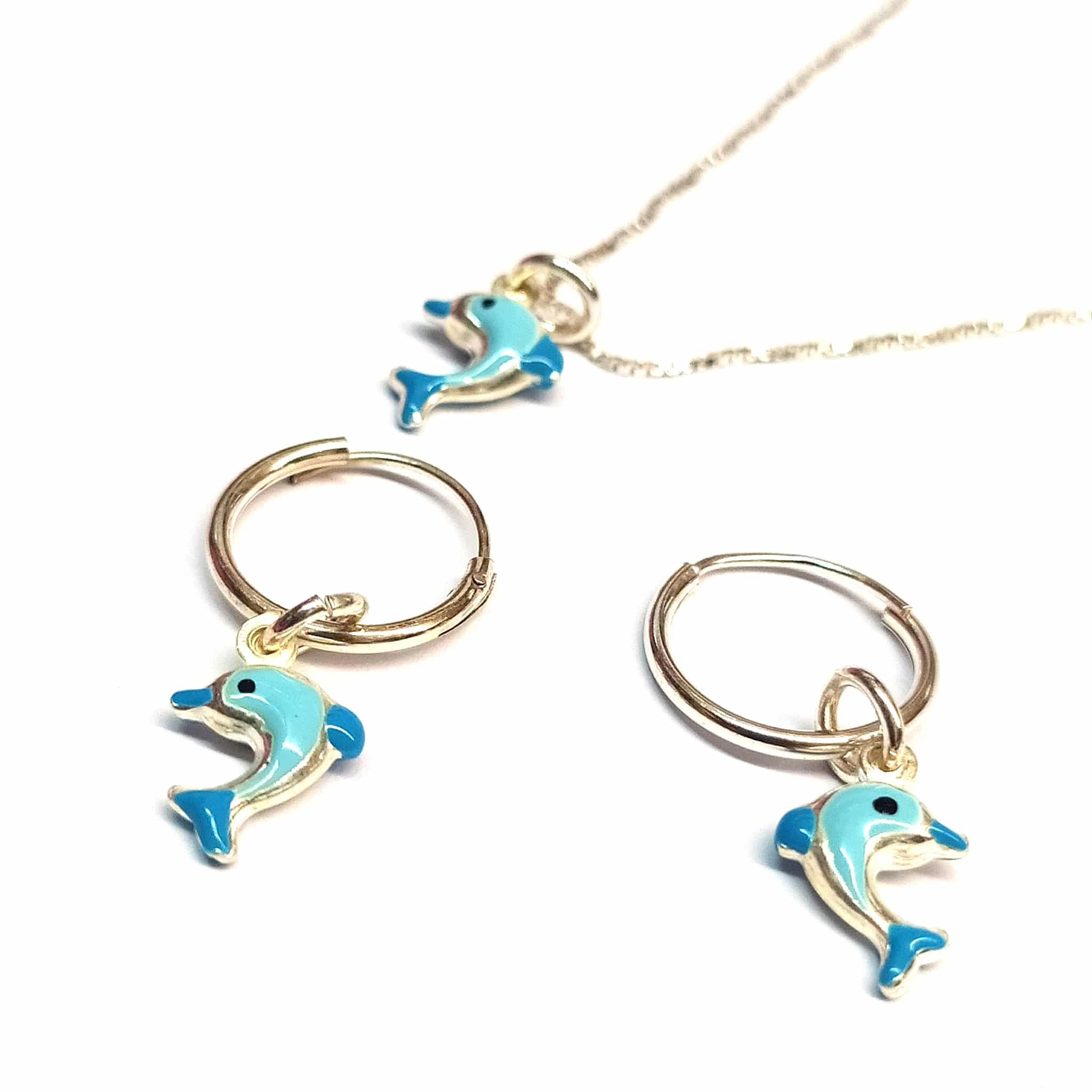 Ασημένιο 925 σετ κοσμημάτων δελφινάκια παιδικό