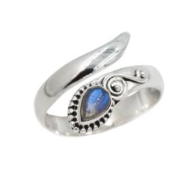 Ασημένιο 925 δαχτυλίδι δάκρυ με πέτρα λαμπραδορίτη