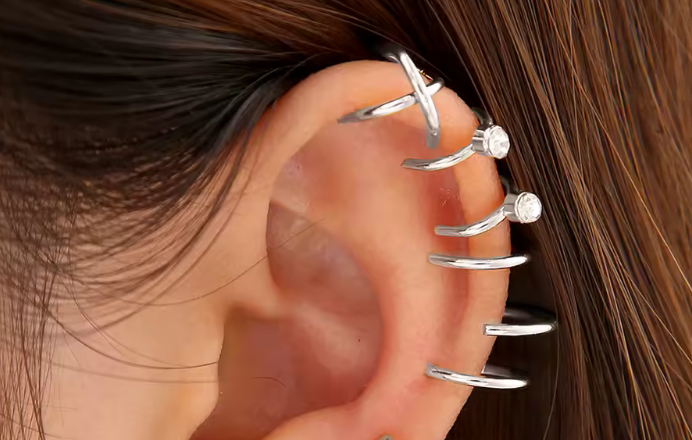 Set 3 σκουλαρίκια ear cuff χωρίς τρύπα