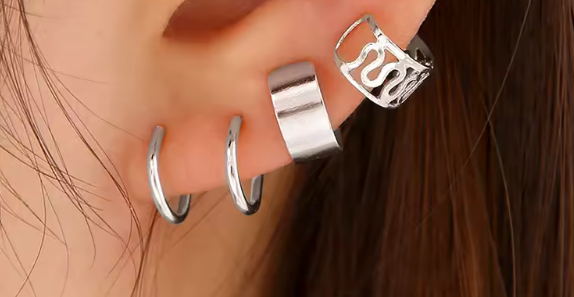 Set 3 σκουλαρίκια ear cuff χωρίς τρύπα
