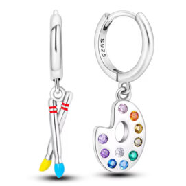 Ασημένια 925 σκουλαρίκια ζωγραφική