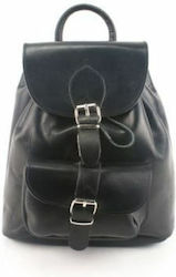 Kouros δερμάτινη τσάντα πλάτης μαύρη