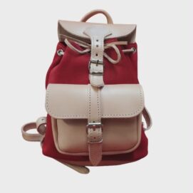 Kouros δερμάτινη τσάντα πλάτης κόκκινη