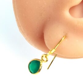 Ασημένια σκουλαρίκια με σμαράγδι ζευγάρι