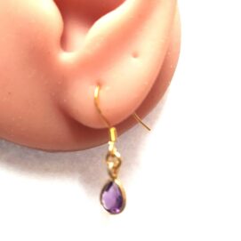 Ασημένια σκουλαρίκια με πέτρα αμέθυστο ζευγάρι