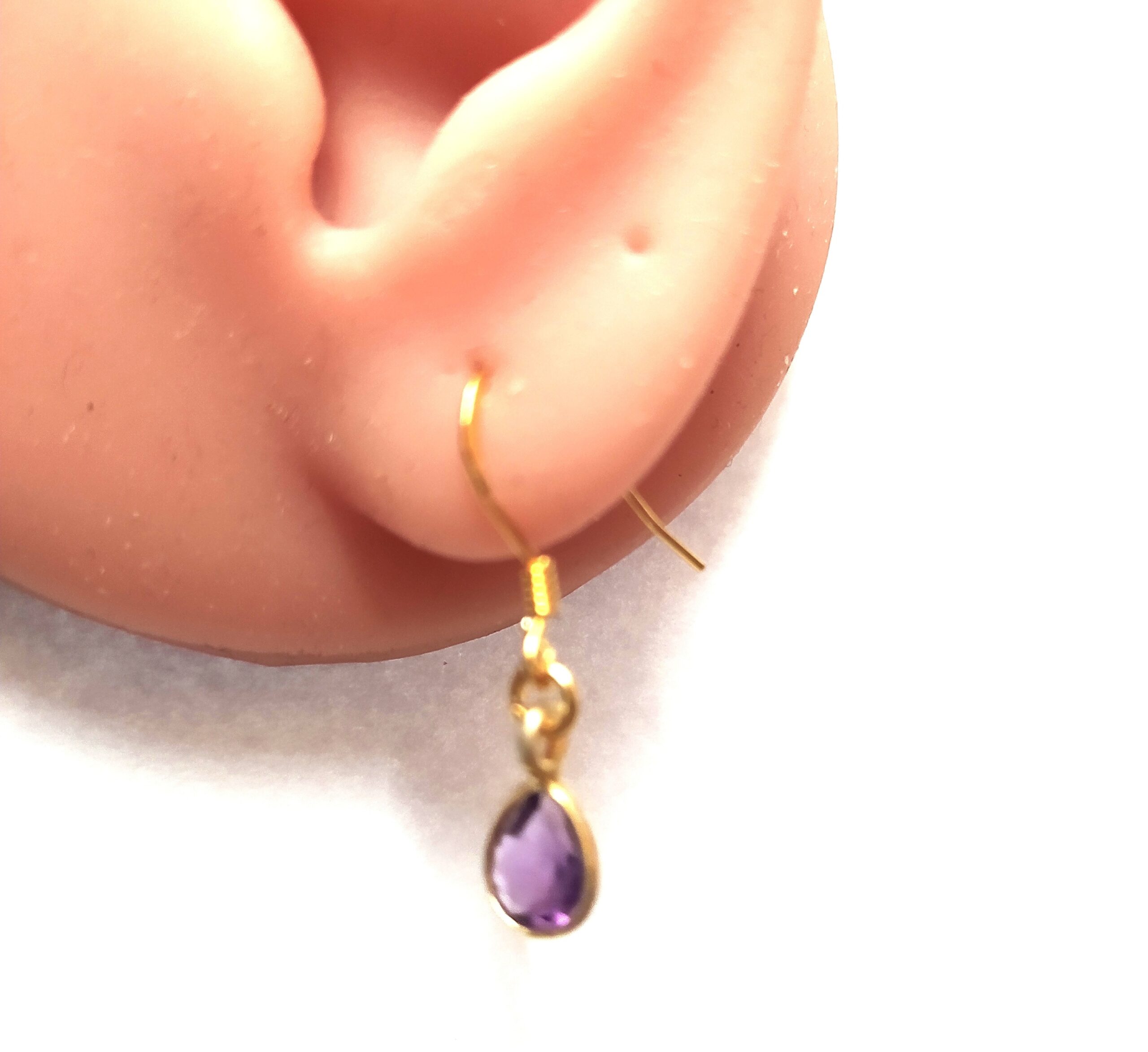 Ασημένια σκουλαρίκια με πέτρα αμέθυστο ζευγάρι