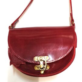 Kouros Μπορντώ δερμάτινο τσαντάκι χιαστι